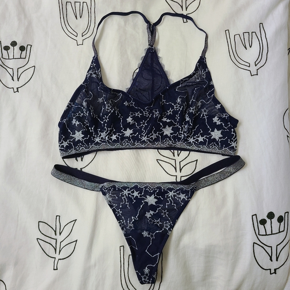 NWT Free People Embroidered Bralette & Thong Set